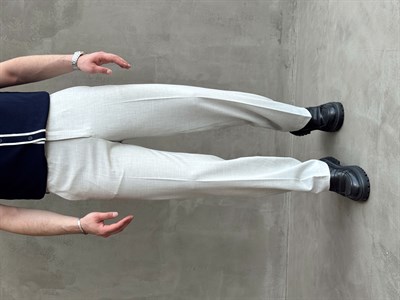 Erkek Bussines Colection Baggy Kalıp Çift Düğme Detaylı Kumaş Pantolon-Gri(E1764)