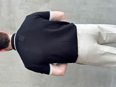 Erkek Bussines Colection Regular Fit Düğme Detaylı Triko T-Shirt-Siyah(E1765)