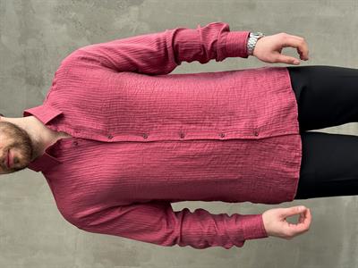Erkek Efsane Stil Oversize Kalıp Ferahlatıcı Terletmeyen Kumaş Gömlek-Bordo(E1637)
