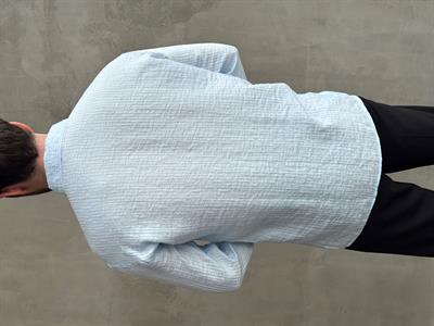 Erkek Efsane Stil Oversize Kalıp Ferahlatıcı Terletmeyen Kumaş Gömlek-Bebe Mavi(E1637)