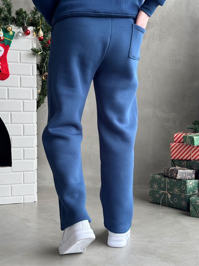 Erkek Elit Kalite Cep Detaylı Baggy Kalıp Basic 3 İplik Eşofman Altı-Mavi(E1587)