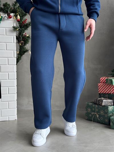 Erkek Elit Kalite Cep Detaylı Baggy Kalıp Basic 3 İplik Eşofman Altı-Mavi(E1587)