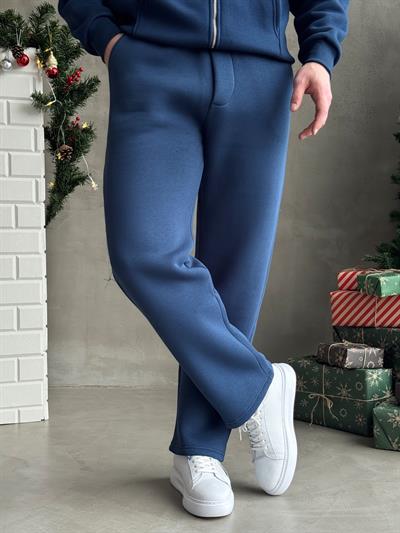 Erkek Elit Kalite Cep Detaylı Baggy Kalıp Basic 3 İplik Eşofman Altı-Mavi(E1587)