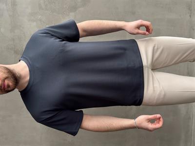 Erkek Elit Kalite Oversize Kalıp Bisiklet Yaka Düz Model T-Shirt-Lacivert(E1689)