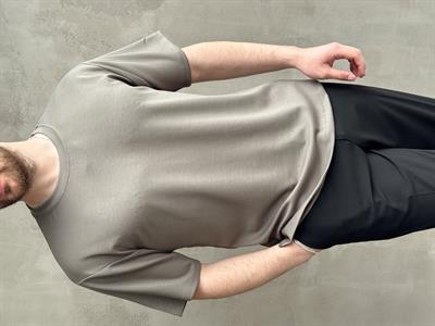 Erkek Elit Kalite Oversize Kalıp Bisiklet Yaka Düz Model T-Shirt-Haki(E1689)