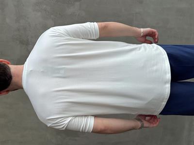 Erkek Elit Kalite Oversize Kalıp Bisiklet Yaka Düz Model T-Shirt-Beyaz(E1652)