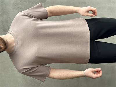 Erkek Elit Kalite Oversize Kalıp Bisiklet Yaka Düz Model T-Shirt-Kahverengi(E1689)
