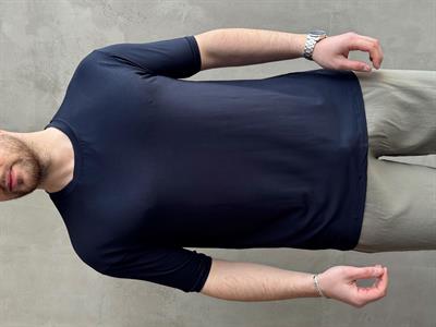 Erkek Elit Kalite Oversize Kalıp Bisiklet Yaka Düz Model T-Shirt-Lacivert(E1652)
