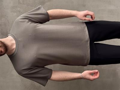 Erkek Elit Kalite Oversize Kalıp Bisiklet Yaka Düz Model T-Shirt-Haki(E1689)