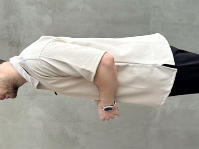 Erkek Elit Kalite Oversize Kalıp Fermuar Detaylı Polo Yaka T-Shirt-Bej(E1651)