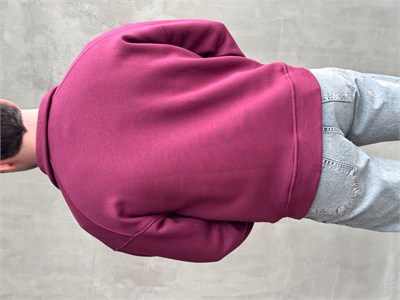 Erkek Elit Kalite Oversize Kalıp Gizli Cep Detaylı Yarım Fermuarlı Dik Yaka 3 İplik Şardonlu Sweat-Bordo(E1888)