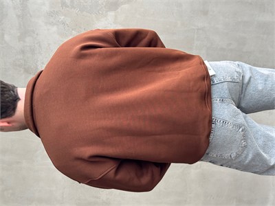 Erkek Elit Kalite Oversize Kalıp Gizli Cep Detaylı Yarım Fermuarlı Dik Yaka 3 İplik Şardonlu Sweat-Kahverengi(E1888)