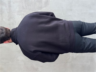 Erkek Elit Kalite Oversize Kalıp Gizli Cep Detaylı Yarım Fermuarlı Dik Yaka 3 İplik Şardonlu Sweat-Siyah(E1888)