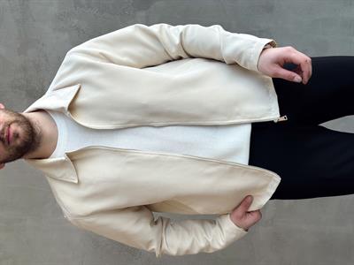 Erkek Elit Kalite Oversize Kalıp İçi Astarlı İnce Yazlık Gabardin Kumaş Ceket-Bej(E1653)Ketench