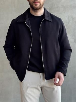 Erkek Elit Kalite Oversize Kalıp İçi Astarlı İnce Yazlık Gabardin Kumaş Ceket-Siyah(E1653)Ketench