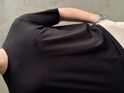 Erkek Elit Kalite Oversize Kalıp Logo Detaylı Modal Kumaş T-Shirt-Siyah(E1645)