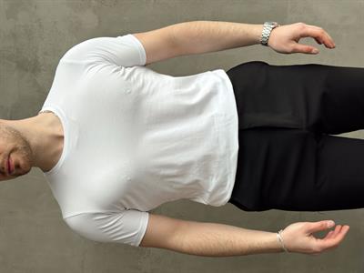 Erkek Elit Kalite Regular Fit Bisiklet Yaka T-shirt-Beyaz(E1648)