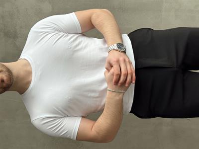 Erkek Elit Kalite Regular Fit Bisiklet Yaka T-shirt-Beyaz(E1648)