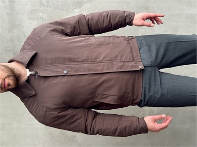 Erkek Elit Kalite Regular Fit İçi Elyaflı Beli Lastikli Dokuma Kumaş Ceket-Kahverengi(E1829)