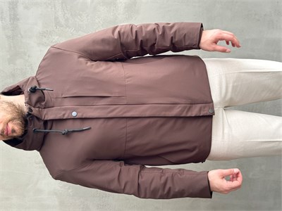 Erkek Elit Kalite Regular Fit Kapüşonlu İçi Elyaflı Stoper Detay Mont-Kahverengi(E1828)