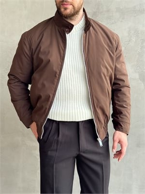 Erkek Elit Kalite Regular Fit Lastik Detay İçi Elyaflı Dokuma Kumaş Ceket-Kahverengi(E1827)