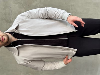 Erkek Elit Kalite Regular Fit Ribana Detaylı İçi Elyaflı Ceket-Taş(E1826)