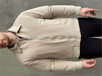 Erkek Elit Kalite Regular Fit Ribana Detaylı İçi Elyaflı Ceket-Bej(E1826)