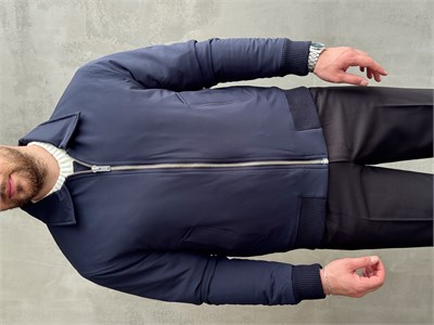Erkek Elit Kalite Regular Fit Ribana Detaylı İçi Elyaflı Ceket-Lacivert(E1826)