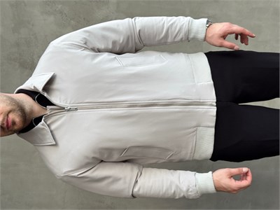 Erkek Elit Kalite Regular Fit Ribana Detaylı İçi Elyaflı Ceket-Taş(E1826)