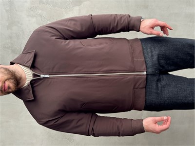 Erkek Elit Kalite Regular Fit Ribana Detaylı İçi Elyaflı Ceket-Kahverengi(E1826)