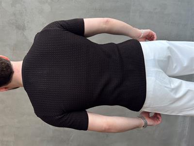 Erkek Elit Kalite Regular Fit Waffle Desenli Pat Yaka Detay Triko T-Shirt-Kahverengi(E1681)