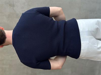 Erkek Elit Kalite Regular Fit Waffle Desenli Pat Yaka Detay Triko T-Shirt-Lacivert(E1681)