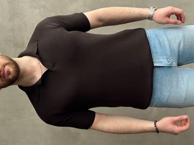 Erkek Elit Kalite Regular Kalıp Polo Yaka Triko T-Shirt-Kahverengi(E1694)