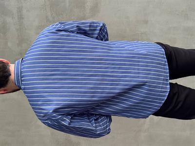 Erkek Elit Tasarım Oversize Kalıp Çizgi Detaylı Gömlek-Lacivert(E1635)