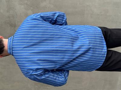 Erkek Elit Tasarım Oversize Kalıp Çizgi Detaylı Gömlek-Mavi(E1635)