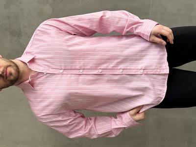 Erkek Elit Tasarım Oversize Kalıp Çizgi Detaylı Gömlek-Pembe(E1635)