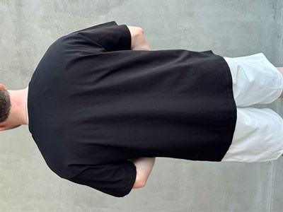 Erkek En Trend Oversize Kalıp Bisiklet Yaka Basic T-Shirt-Siyah(E1758)