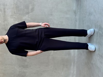 Erkek Günlük Oversize Kalıp T-Shirt ve Baggy Kalıp Eşofman Takım-Siyah(E1759)