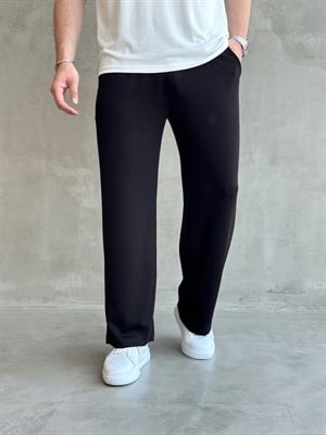 Erkek Hafta Sonu Stili Baggy Kalıp Oysh Kumaş Eşofman-Siyah(E1774)
