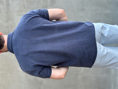 Erkek Kaliteli Kumaş Oversize Kalıp Düğme Detaylı Polo Yaka T-Shirt-Lacivert(E1746)