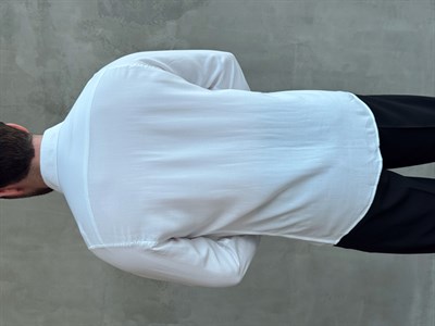 Erkek Ketench Özel Koleksiyon Regular Kalıp Ketench Nakış Detaylı Esnek Kumaş Gömlek-Beyaz(E1650)