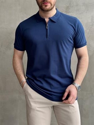 Erkek Ketench Özel Koleksiyon Regular Fit %100 Pamuk Fermuarlı Polo Yaka T-Shirt-Lacivert(E1639)