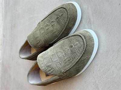 Erkek Ketench Özel Üretim Günlük Rahat %100 Süet Deri Loafer Ayakkabı-Haki(E1660)