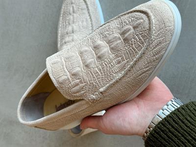 Erkek Ketench Özel Üretim Günlük Rahat %100 Süet Deri Loafer Ayakkabı-Bej(E1660)