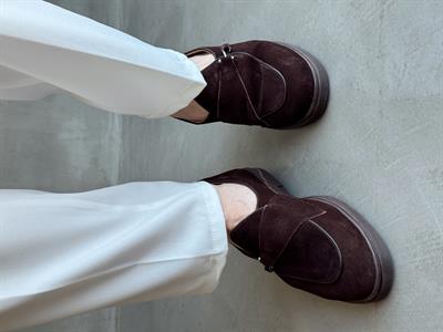 Erkek Ketench Özel Üretim Klasik Model %100 Deri Süet Loafer Ayakkabı-Kahverengi(E1667)