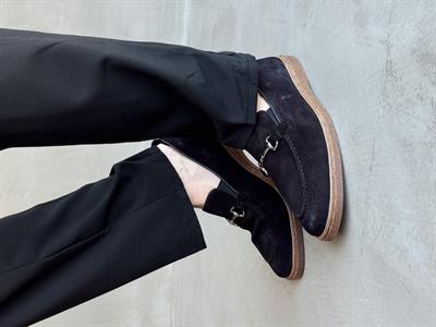Erkek Ketench Özel Üretim Klasik Model %100 Deri Süet Toka Detaylı Loafer Ayakkabı-Siyah(E1684)