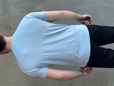 Erkek Ketench Özel Üretim Regular Kalıp Bisiklet Yaka Basic T-Shirt-Bebe Mavi(E1685)