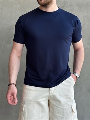Erkek Ketench Özel Üretim Regular Kalıp Bisiklet Yaka Basic T-Shirt-Lacivert(E1685)Ketench