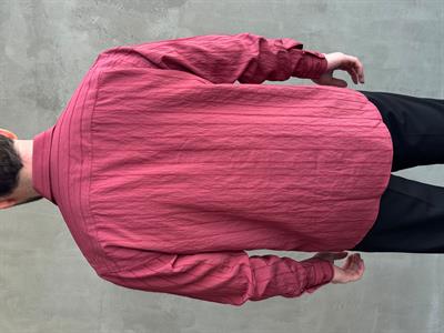 Erkek Özel Kesim Oversize Kalıp Kendiliğinden Çizgili Gömlek-Bordo(E1686)