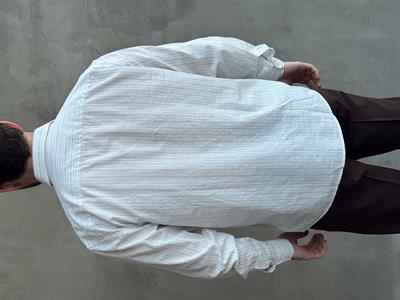 Erkek Özel Kesim Oversize Kalıp Kılcal Çizgi Detaylı Gömlek-Yeşil(E1687)